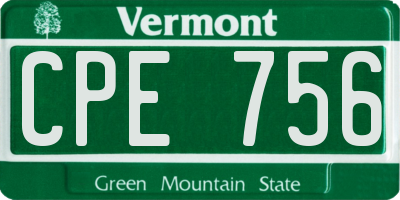 VT license plate CPE756