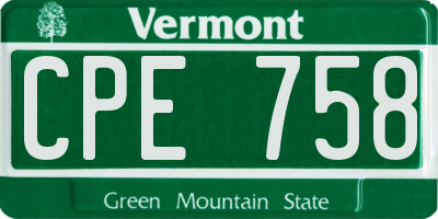 VT license plate CPE758