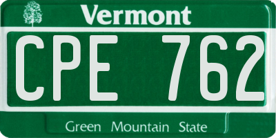 VT license plate CPE762