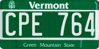 VT license plate CPE764