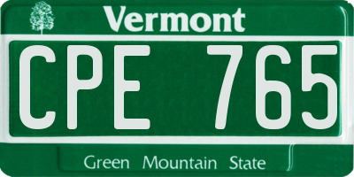 VT license plate CPE765