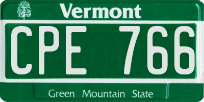 VT license plate CPE766