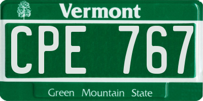 VT license plate CPE767