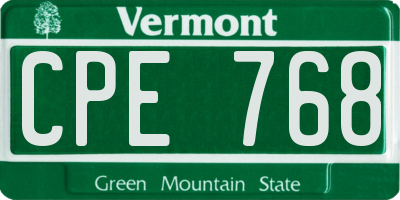 VT license plate CPE768