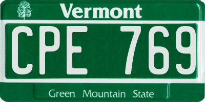 VT license plate CPE769
