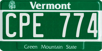 VT license plate CPE774