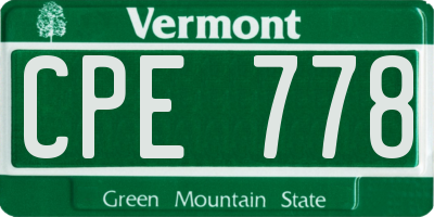 VT license plate CPE778