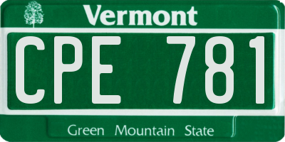 VT license plate CPE781