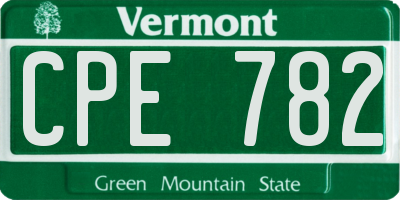 VT license plate CPE782
