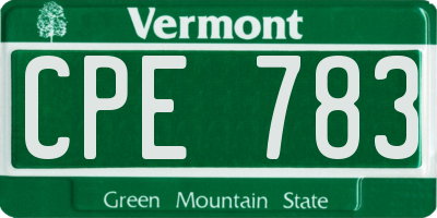 VT license plate CPE783