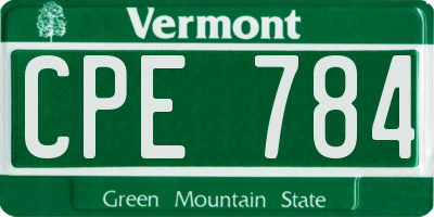 VT license plate CPE784
