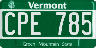 VT license plate CPE785