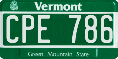 VT license plate CPE786