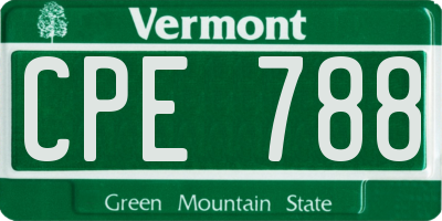 VT license plate CPE788