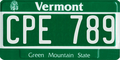 VT license plate CPE789