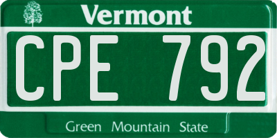 VT license plate CPE792
