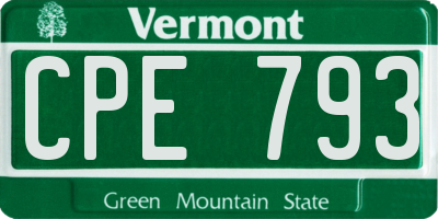 VT license plate CPE793