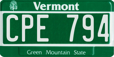 VT license plate CPE794