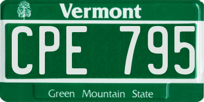 VT license plate CPE795