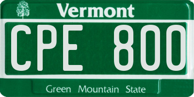 VT license plate CPE800