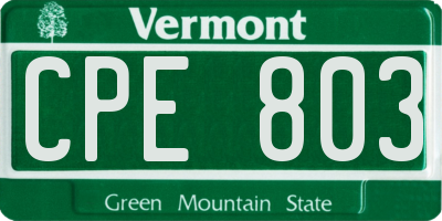 VT license plate CPE803