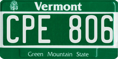 VT license plate CPE806
