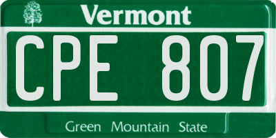 VT license plate CPE807