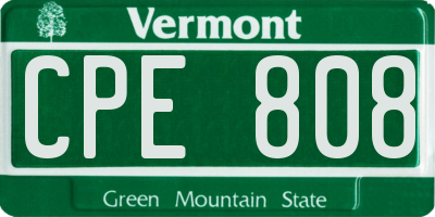 VT license plate CPE808