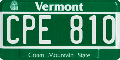VT license plate CPE810