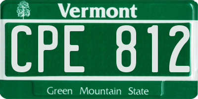 VT license plate CPE812