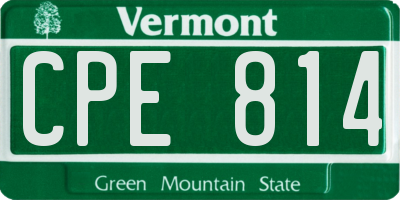 VT license plate CPE814