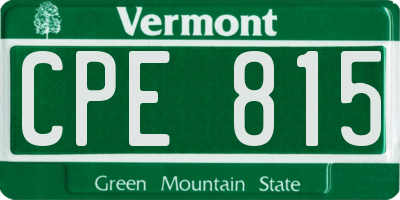 VT license plate CPE815