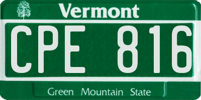 VT license plate CPE816