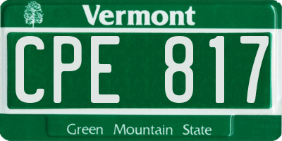 VT license plate CPE817