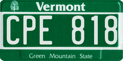 VT license plate CPE818