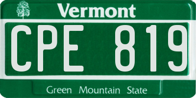 VT license plate CPE819