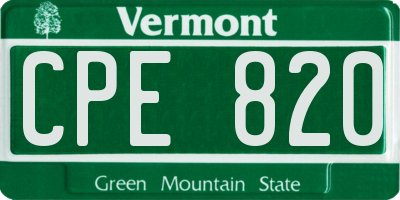 VT license plate CPE820