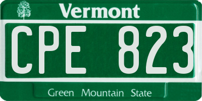 VT license plate CPE823