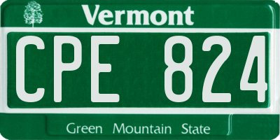 VT license plate CPE824