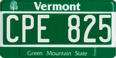 VT license plate CPE825