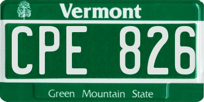 VT license plate CPE826