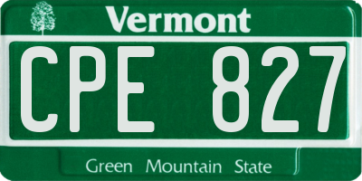 VT license plate CPE827