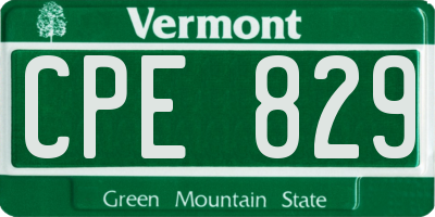 VT license plate CPE829