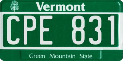 VT license plate CPE831