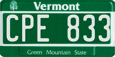 VT license plate CPE833