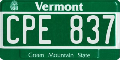 VT license plate CPE837