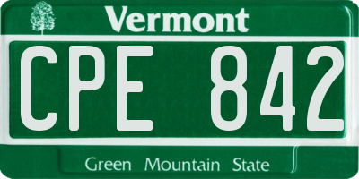 VT license plate CPE842
