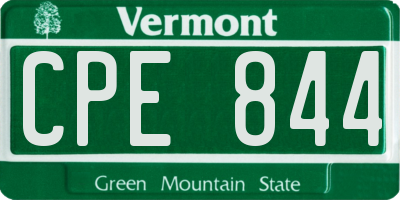 VT license plate CPE844