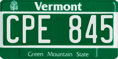 VT license plate CPE845