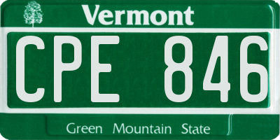 VT license plate CPE846